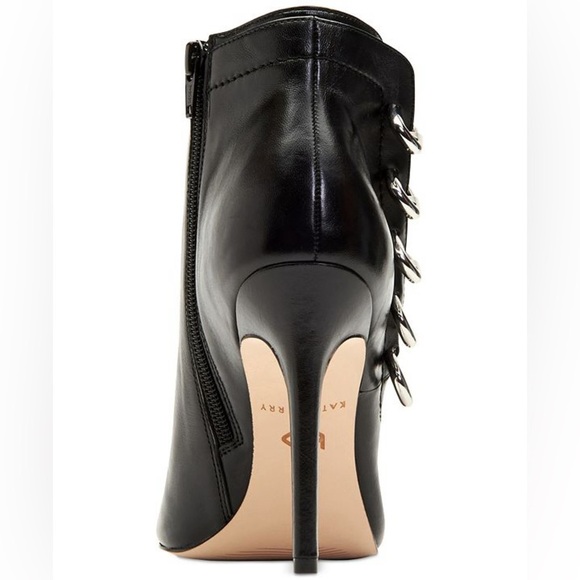 Katy Perry Women's Black 100mm Unity Pins Leather Ankle Boots Size 40.5 - Picture 5 of 16
